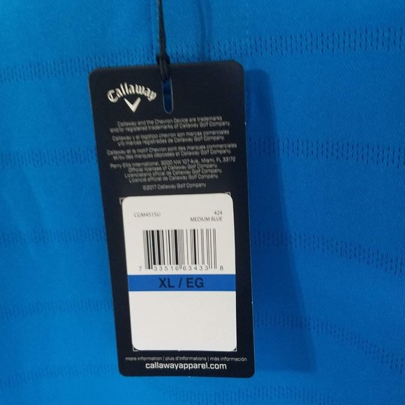 NEW Callaway Opti Dri Blue Polyester Polo Golf Shirt Mens Size XL NWT - Picture 4 of 5